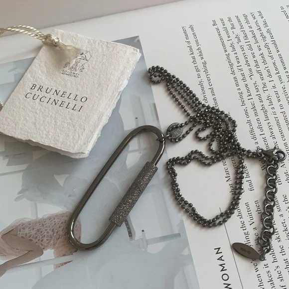 🔥❤️🔥 Brunello Cucinelli Monili Chain Beaded Necklace W/Sparkly Pendant 🔥❤️🔥 - Picture 7 of 13